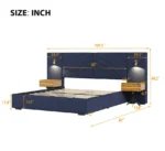 Queen size modern adjustable velvet bed frame with vertical channel tufted wingback headboard in a stylish bedroom setting