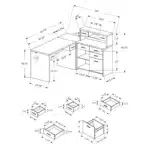 HMS 63 Brown L-Shape PC & Gaming Desk with Eight Drawers & Bookshelf Simple Design Office Computer Table – top view