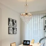 USA 20" Modern Crystal Pendant Chandelier with Golden Finish,Elegant 11-Light Hanging Light Fixture Tiered Design (No Bulbs)