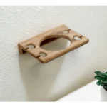 HMS Traditional Solid Teak Toilet Brush Holder and Toothbrush Holder Wall Mount Design – side view
