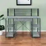 HMS 47" Gray and Black Simple Modern Design Gaming Desk Adjustable Office Computer Table Made of Wood and Metal