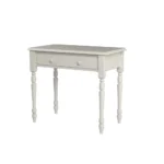 HMS 34" Off-White Solid Wood Writing Desk with Drawer for Home Office Bedroom Hotel Living Room Cooling Glass Computer Table