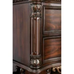 Brown cherry wood marble top nightstand with 2 drawers - Goldoma classic bedroom storage