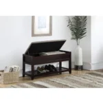 Goldoma Rouen Espresso Seating Bench with Shoe Storage – top view