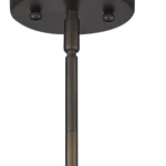 Three-quarter view of the bronze ceiling light showing the ribbed glass shade and metallic chain suspension in a