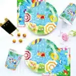 161pcs Blue Disposable Modern Dinnerware Set for Christmas Easter Valentine's Day Back School for Kids Birthday Parties Pool