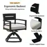 5-Piece Aluminum Outdoor Dining Set with Swivel Rockers – side view
