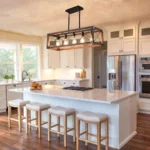 Ship From USA,32" Red Wood Industrial Farmhouse Rectangle Pendant Light, 5-Light Chandelier(No Bulbs) – close-up detail