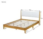 Goldoma queen size modern convertible platform bed with diamond crystal frame and boucle upholstered headboard in beech white