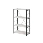 HMS 43" Four Tier Etagere Bookcase Antiqued White and Black Metal with Wood Four Tier Bookshelf – close-up detail
