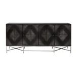 HMS 72" Modern Black Solid Wood Sideboard Four Door Dining Room and Living Room Furniture for Home or Farmhouse for Home Bar - Image 3