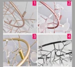 Nordic Chandelier Art Hanging living Room Chandelier Modern Restaurant Kitchen Firefly Lamp Rose Gold/Black Branch Round