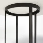 48 inch white and black round marble pedestal dining table with metal base