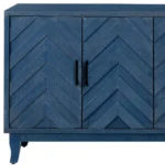 HMS 60 Blue Textural Chevron Distressed Wood Sideboard with Four Doors - Image 5