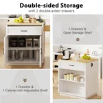 82.7 inch extendable kitchen island dining table with two-tone finish and double-sided storage seats 4-6 persons