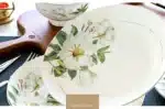 Bone China Plate Set for Household, Ceramic Dinner, Vegetable Dishes, Round Deep Plate, European Pastoral Tableware, 8 inch