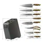 9 Pcs Home G10 Handle Multifunctional Knife Set Damascus Steel Kitchen Knife Set with Scissors Sharpening Stick – side view