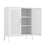 Home Office Metal Storage Cabinet with 2 Doors and 2 Adjustable Shelves Steel File Cabinet for Garage Shelves NO LOCK