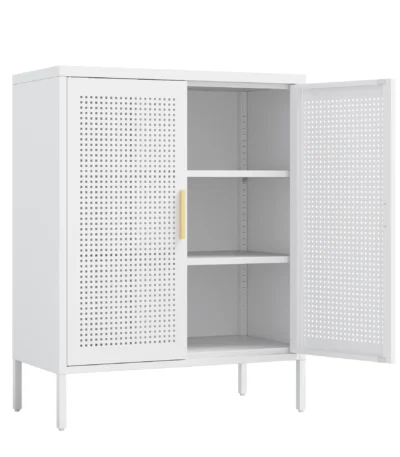 Home Office Metal Storage Cabinet with 2 Doors and 2 Adjustable Shelves Steel File Cabinet for Garage Shelves NO LOCK