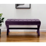 Goldoma 45-inch plum velvet upholstered storage bench with lift-up seat in a bedroom setting