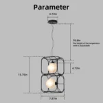 Modern Globe Glass Pendant Light Ceiling Artistic Square Chandelier Hanging Light Fixtures for Kitchen Dining Room Bedroom