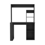 hms 58" Black Wood Computer Desk With Hutch – side view