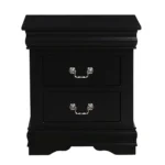 Goldoma black 2-drawer nightstand with silver handles in a classic bedroom setting