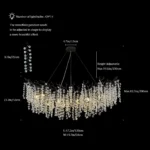 Modern crystal chandelier illuminating a dining room with tree branch design