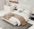 Goldoma Queen Size Upholstered Bed Frame with Storage – Adjustable Solid Wood Platform Bed, Fabric Headboard
