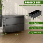 2 Drawer Metal Lateral File Cabinet Black Business Card Holder Lock Home Office School Hanging Letter Legal F4 A4 Size
