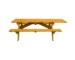 Goldoma folding picnic table with umbrella hole set up in a sunny backyard