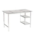 HMS 47" Writing Desk with Clear Silver Glass and Metal Contemporary Computer Desk – side view