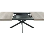 Goldoma expandable retro dining table grey carole top black embossed center plate rectangular stretch table