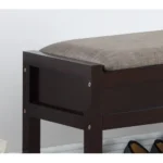 Goldoma Rouen Espresso Seating Bench with Shoe Storage – close-up detail
