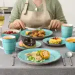 Vancasso Bella-T 16/32/48-Pieces Porcelain Dinnerware Set Vintage Ceramic Plate Set with Dinner Plate,Dessert Plate,Bowl,Mug