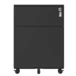 Black FCJ Fully Assembled 2-Drawer Mobile File Cabinet Steel Construction Lock Legal/Letter A4 Size Home/Office Design