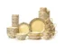 48-piece stoneware dinnerware set with retro bark edge design, arranged on a rustic wooden table
