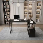 YQ FOREVER Modern Computer Desk With Bookshelves Metal Office Furniture Study Table Desk – styled in a modern Office setting