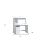 HMS 47" White Wood Writing Desk with Two Drawers Adjustable Computer Table Modern Design Office Desk with Shelf Metal