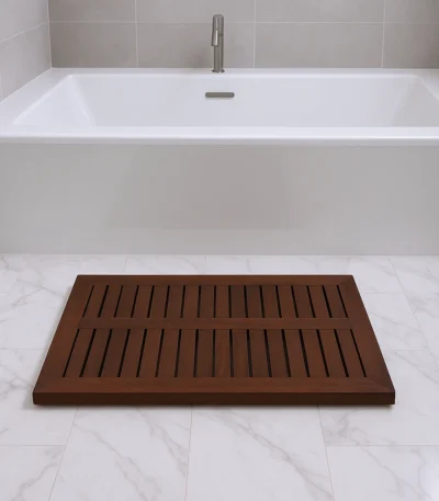 hms 23" Dark Brown Teak Slat Bath Mat