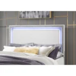 Goldoma White Wood & LED Crystal King Bed Frame with Faux Diamond Accents – top view
