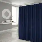 HMS Luxury Navy Waffle Weave Shower Curtain Modern Design Polyester and Linen Material for Bathroom Use