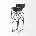HMS 30" Modern Luxury Bar Stool Brown and Black Leather with Metal Rotating Solid Wood and PU for Home Bar Kitchen - Image 6