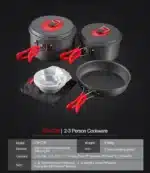 Alocs Outdoor Folding Camping Pot Cookware Mess Kit Pot Water Kettle Frying Pan Bowl Cooking Set Backpacking Picnic Hiking