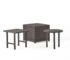 Modern small space dining table set with wicker chairs in a cozy apartment