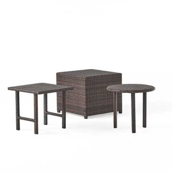 Hceffc786536c468d977369b47cc9f09e0.webp Modern 3-piece wicker dining table set with rectangular table and two side tables for small spaces
