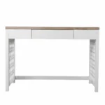 HMS 43" Solid Wood Natural and White Modern Design Writing Desk with Three Drawers Folding Computer Table Laptop Desk – side