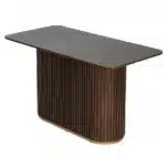 63'' Square Modern Dining Table – Walnut Wood for 6 People – side view