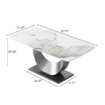 Goldoma Luxury Marble Textured Dining Table with Sintered Stone Top and Gold Metal Base - Rectangular Modern Style