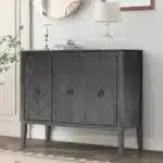 U_STYLE Adjustable Shelf Storage Sideboard with 3 Retro Metal Handles and 4 Pinewood Legs for Entryway Living Room Study
